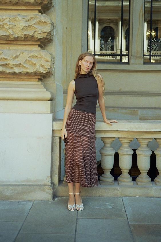 Polka Dot Midi Skirt