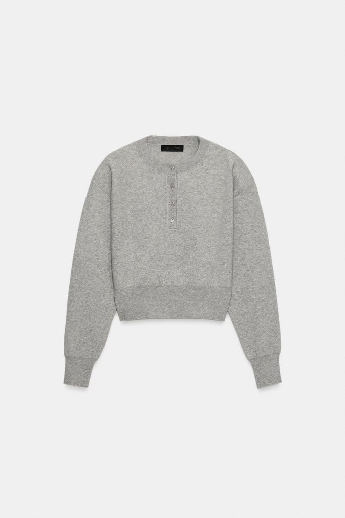Cropped Grey Henley