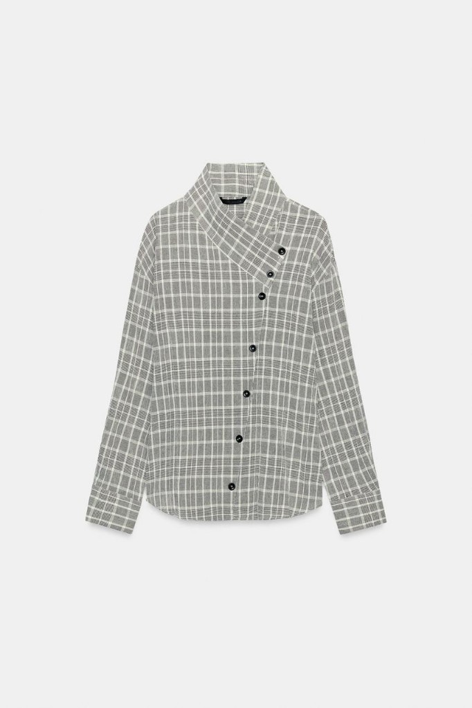 Plaid Wrap Blouse